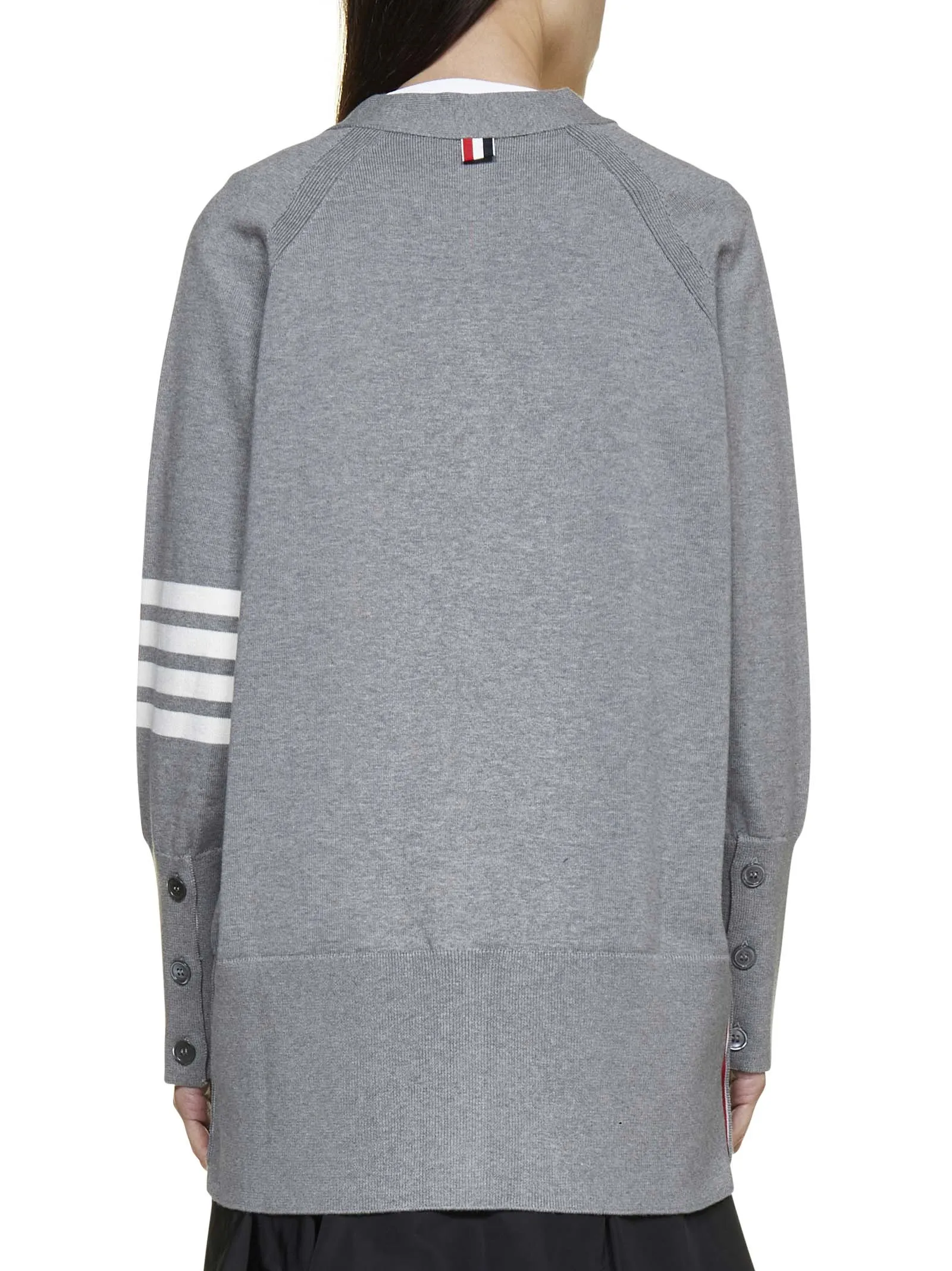 Thom Browne 4-Bar Long Sleeved Knit Cardigan