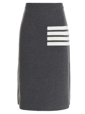 Thom Browne 4-Bar RWB Striped Midi Skirt