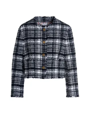 Thom Browne Tweed Single-Breasted Cropped Jacket