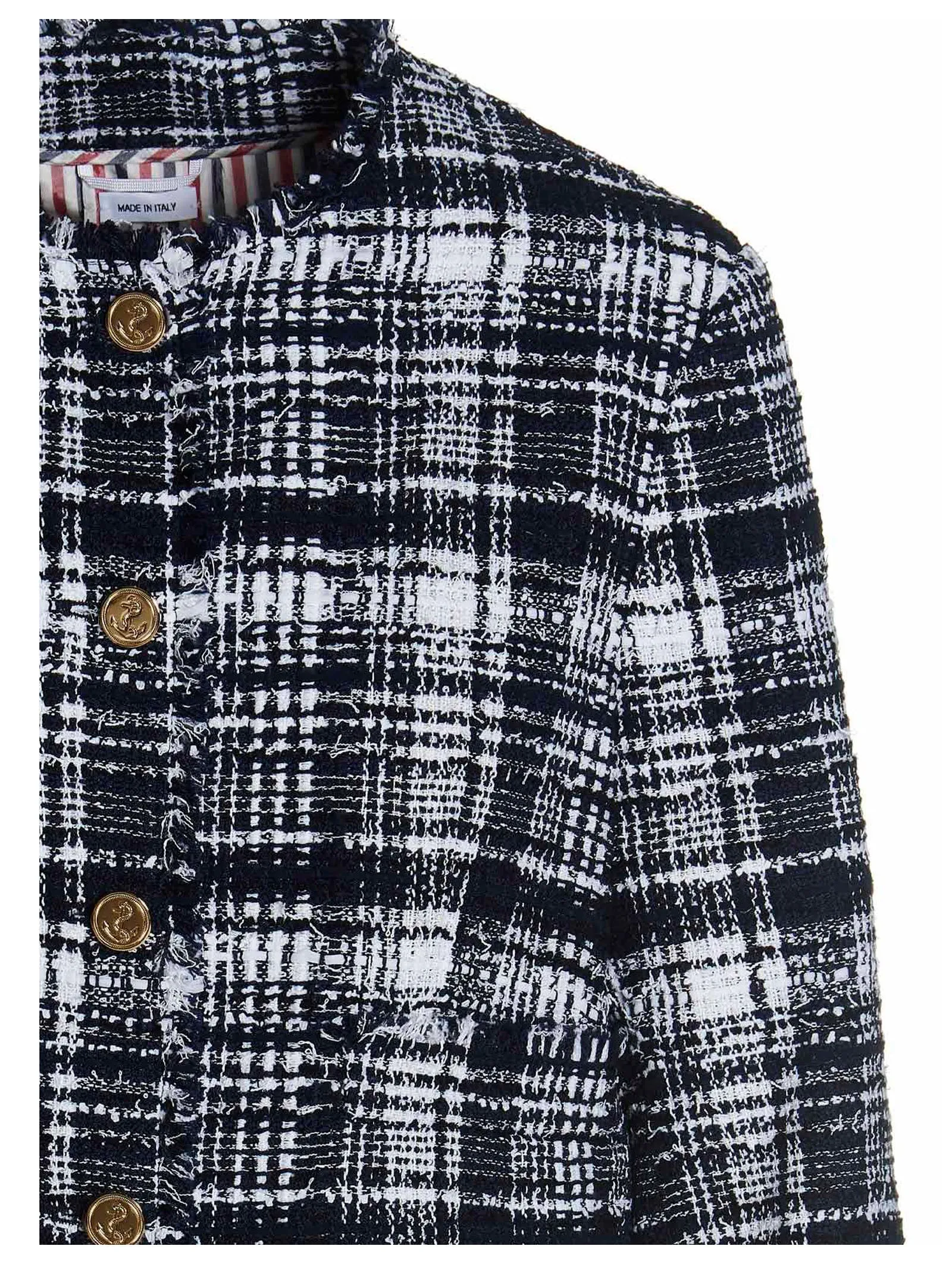 Thom Browne Tweed Single-Breasted Cropped Jacket