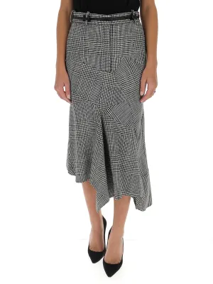 Tom Ford Asymmetric Check Pattern Midi Skirt