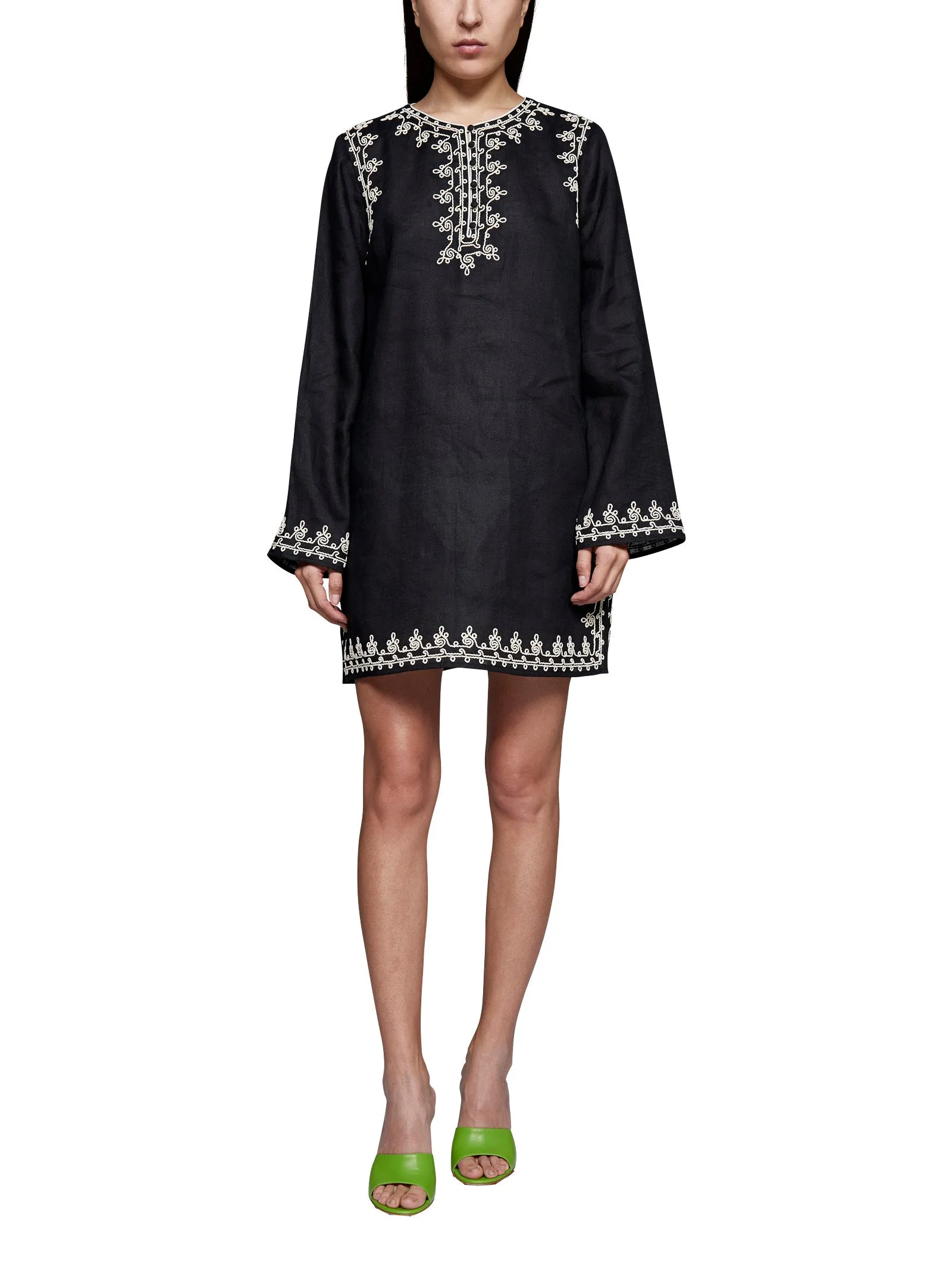 Tory Burch Embroidered Mini Kaftan Dress