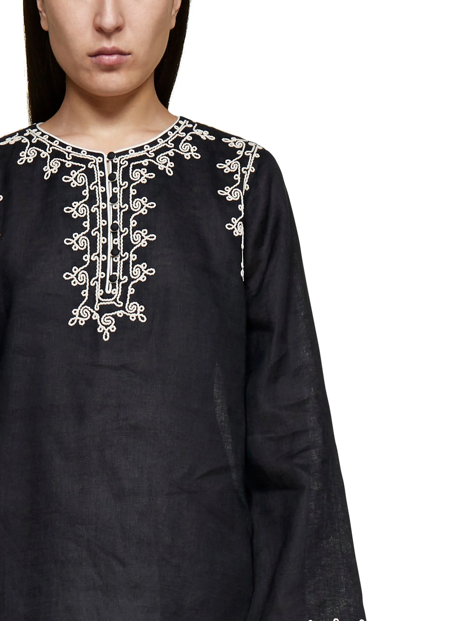 Tory Burch Embroidered Mini Kaftan Dress