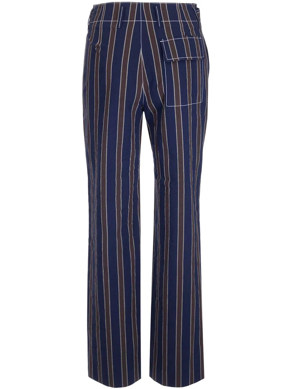 Tory Burch O-Rng Belt Striped Straight Leg Pants