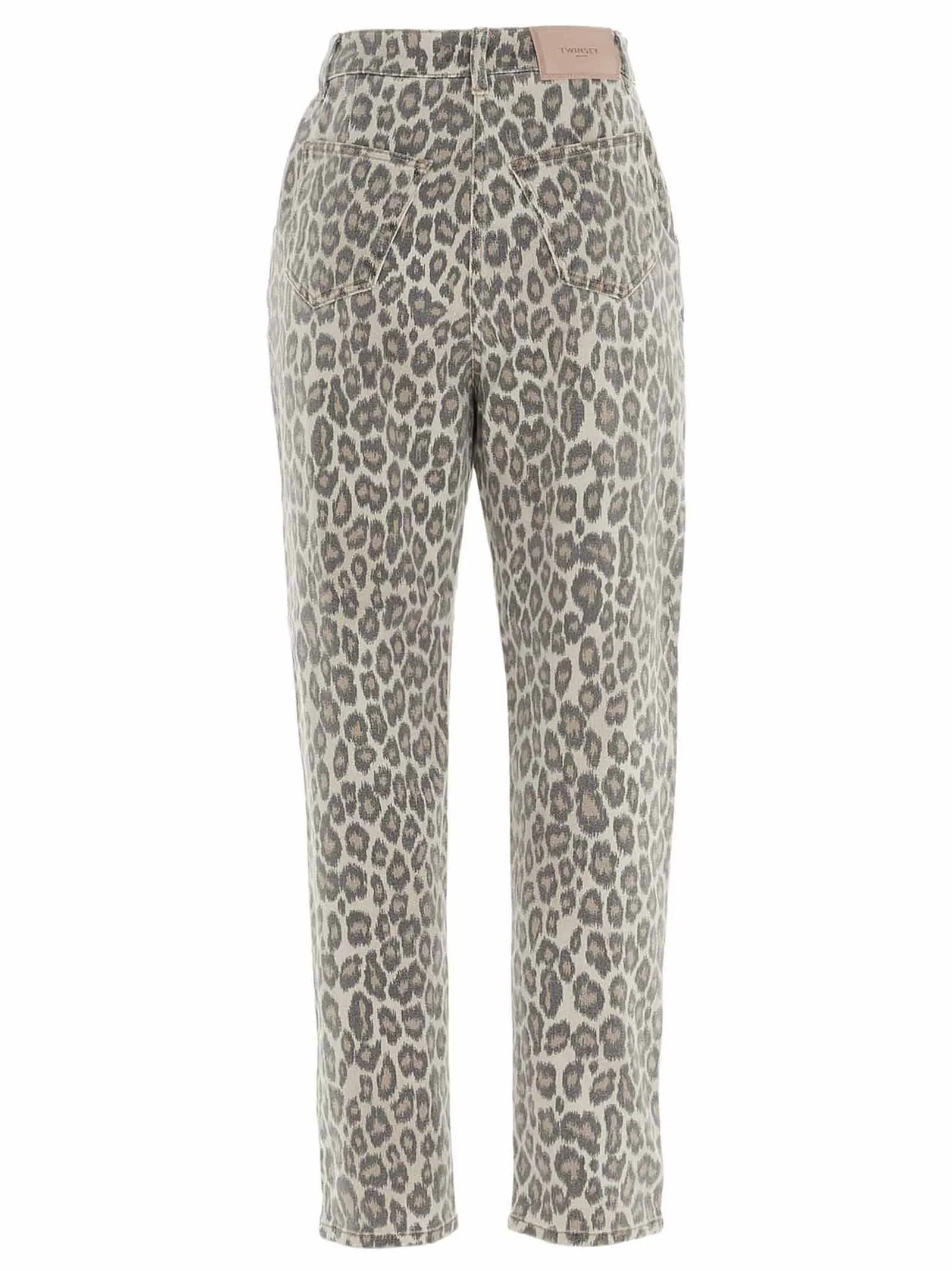 TWINSET Leopard Printed Straight Leg Jeans