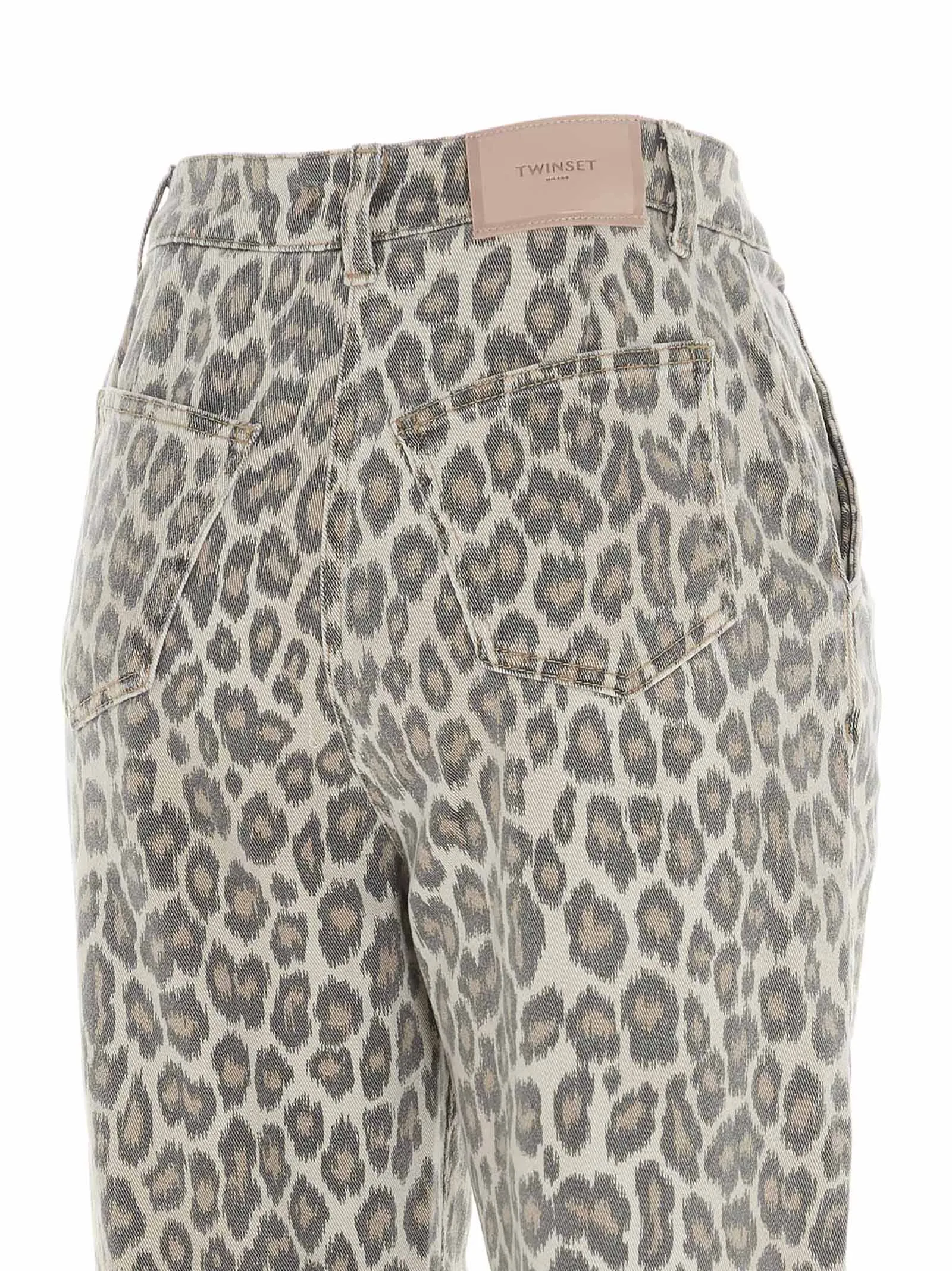 TWINSET Leopard Printed Straight Leg Jeans