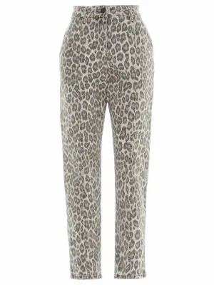 TWINSET Leopard Printed Straight Leg Jeans