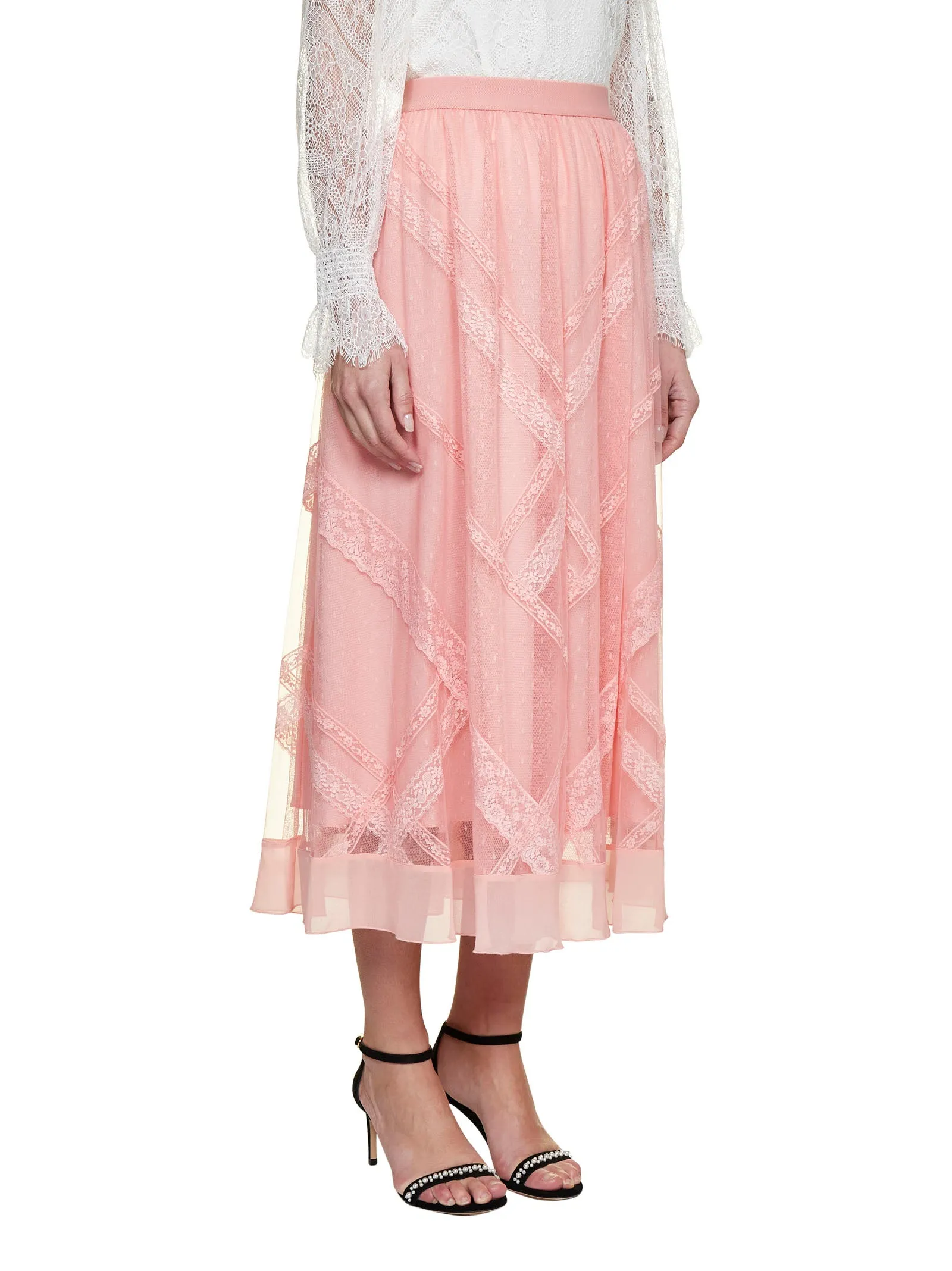 TWINSET Tulle Lace Detailed Midi Skirt