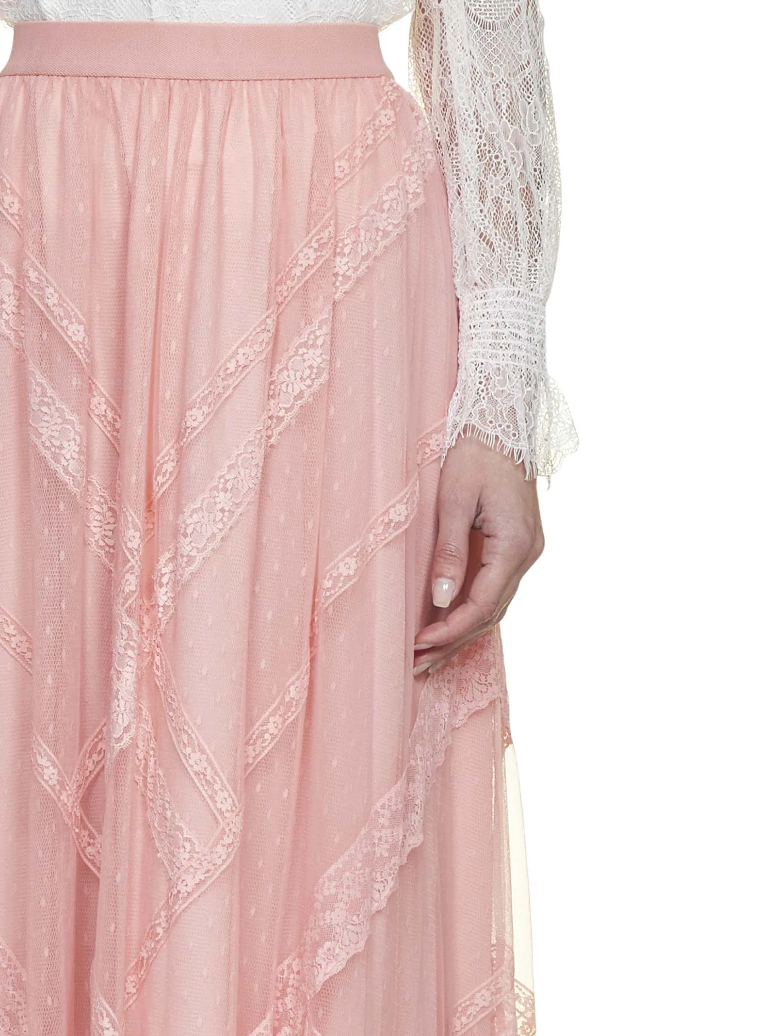 TWINSET Tulle Lace Detailed Midi Skirt