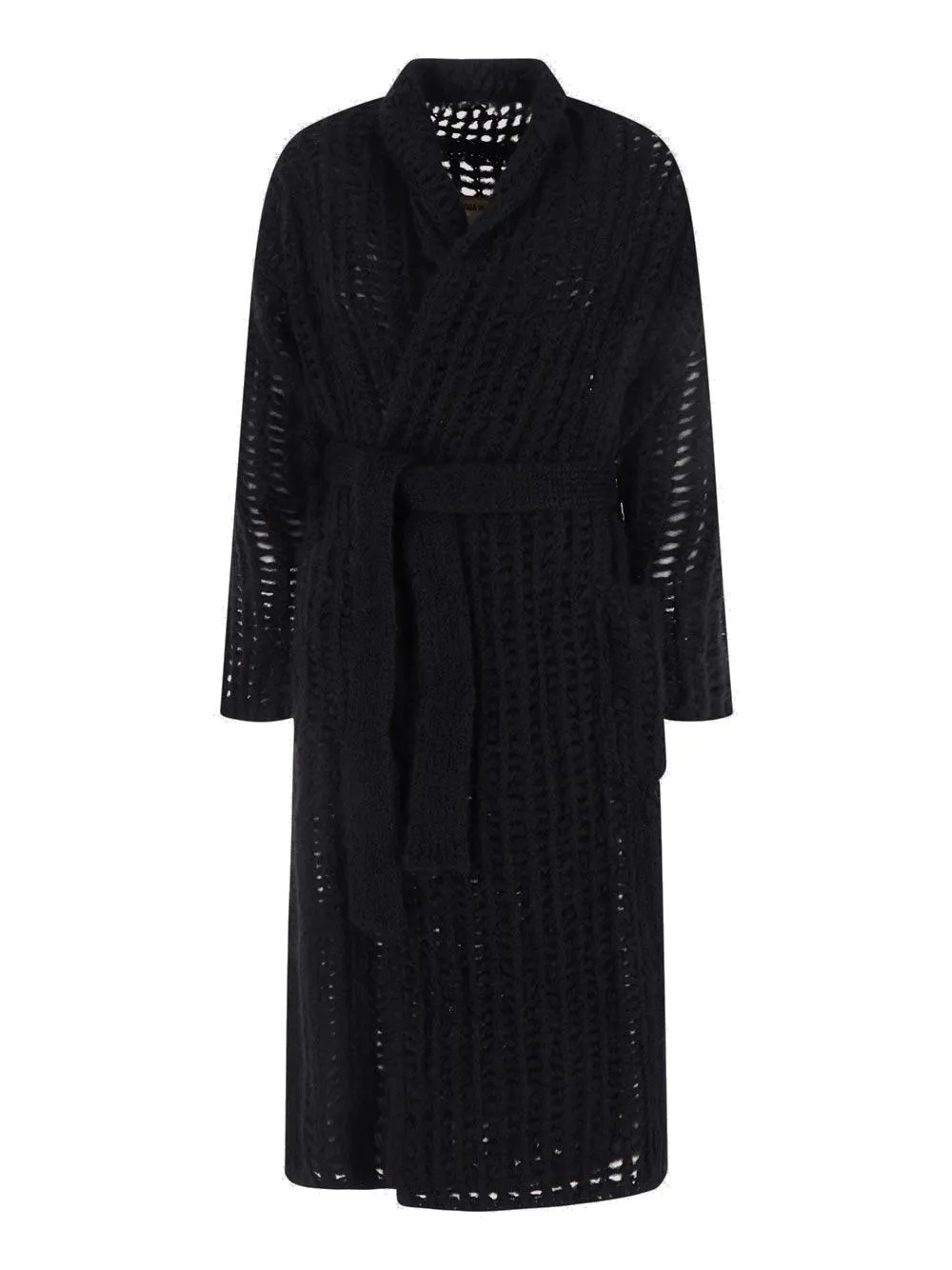 Uma Wang Belted Open-Knit Longline Cardigan