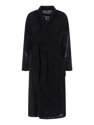 Uma Wang Belted Open-Knit Longline Cardigan