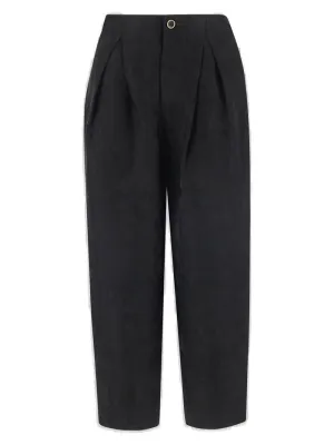 Uma Wang Pleated Straight Leg Cropped Pants