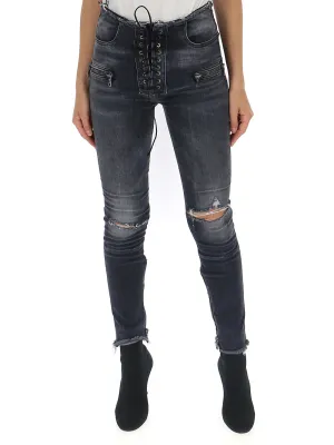 Unravel Project Lace-Up Fastening Skinny Jeans
