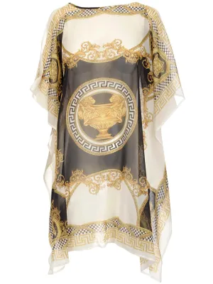 Versace Barocco Print Belted Waist Mini Dress