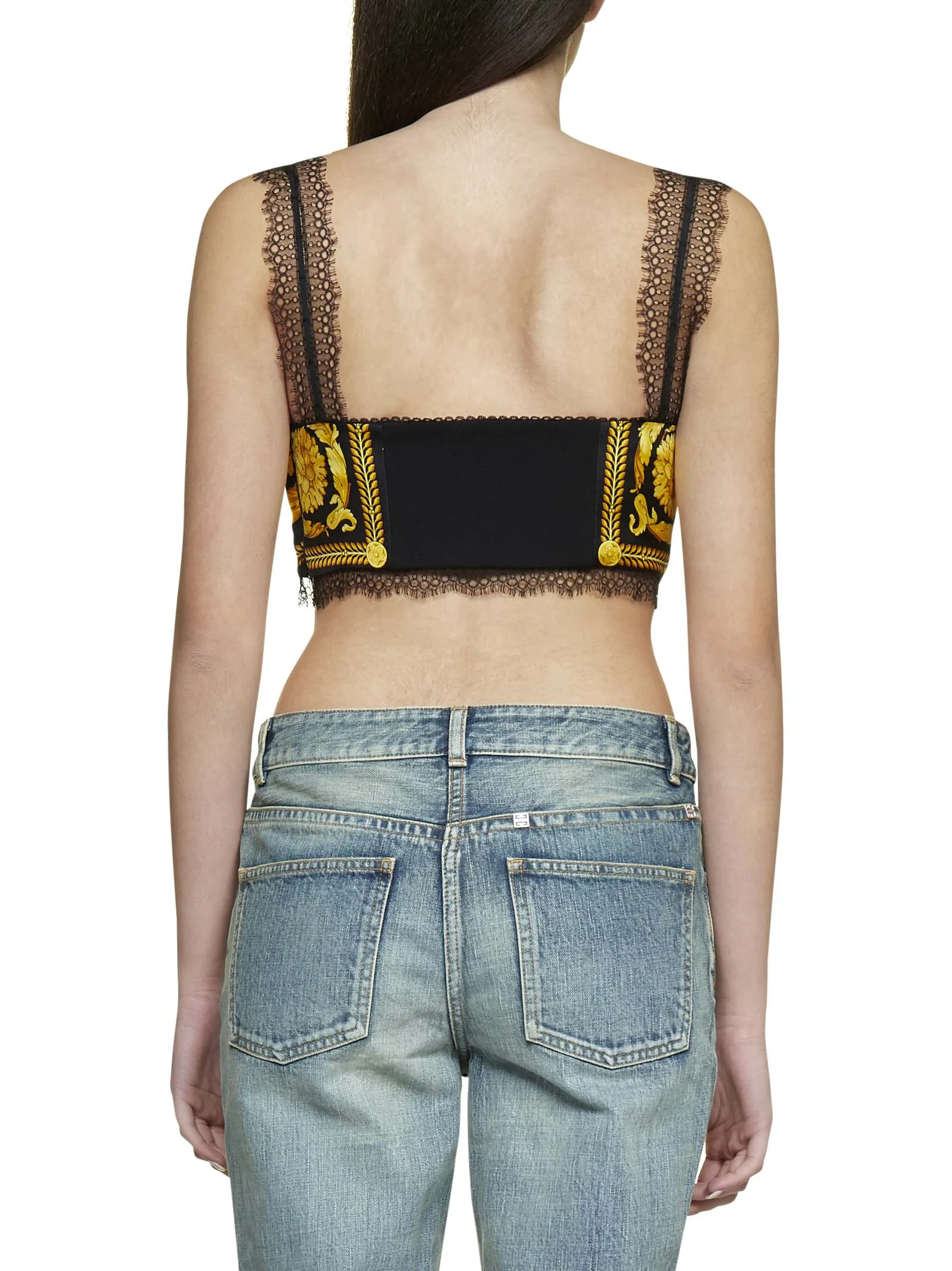 Versace Baroque Print Cropped Bralette Top