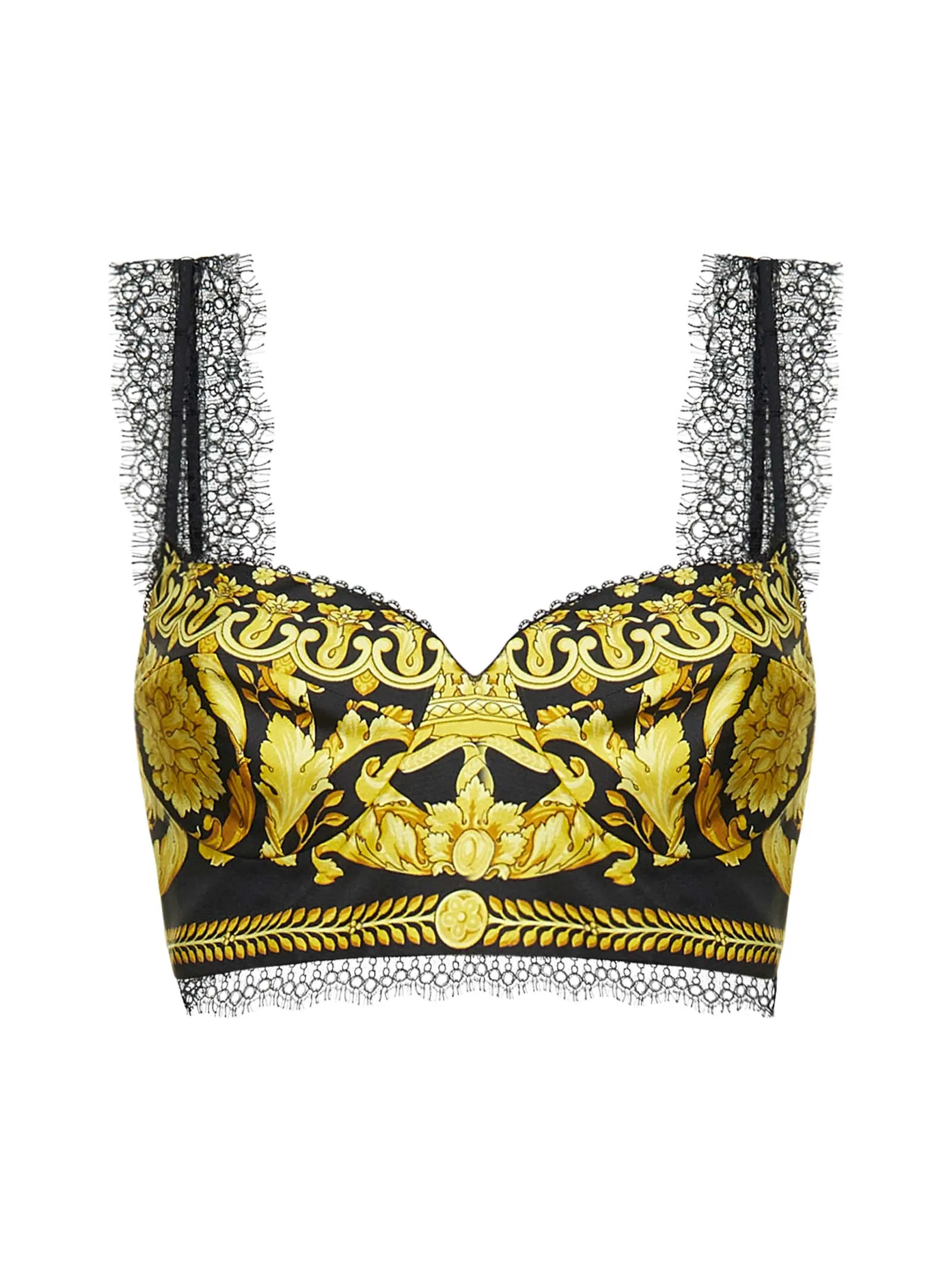 Versace Baroque Print Cropped Bralette Top