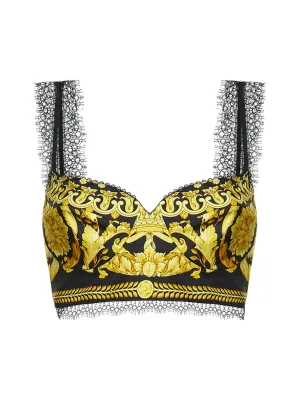 Versace Baroque Print Cropped Bralette Top