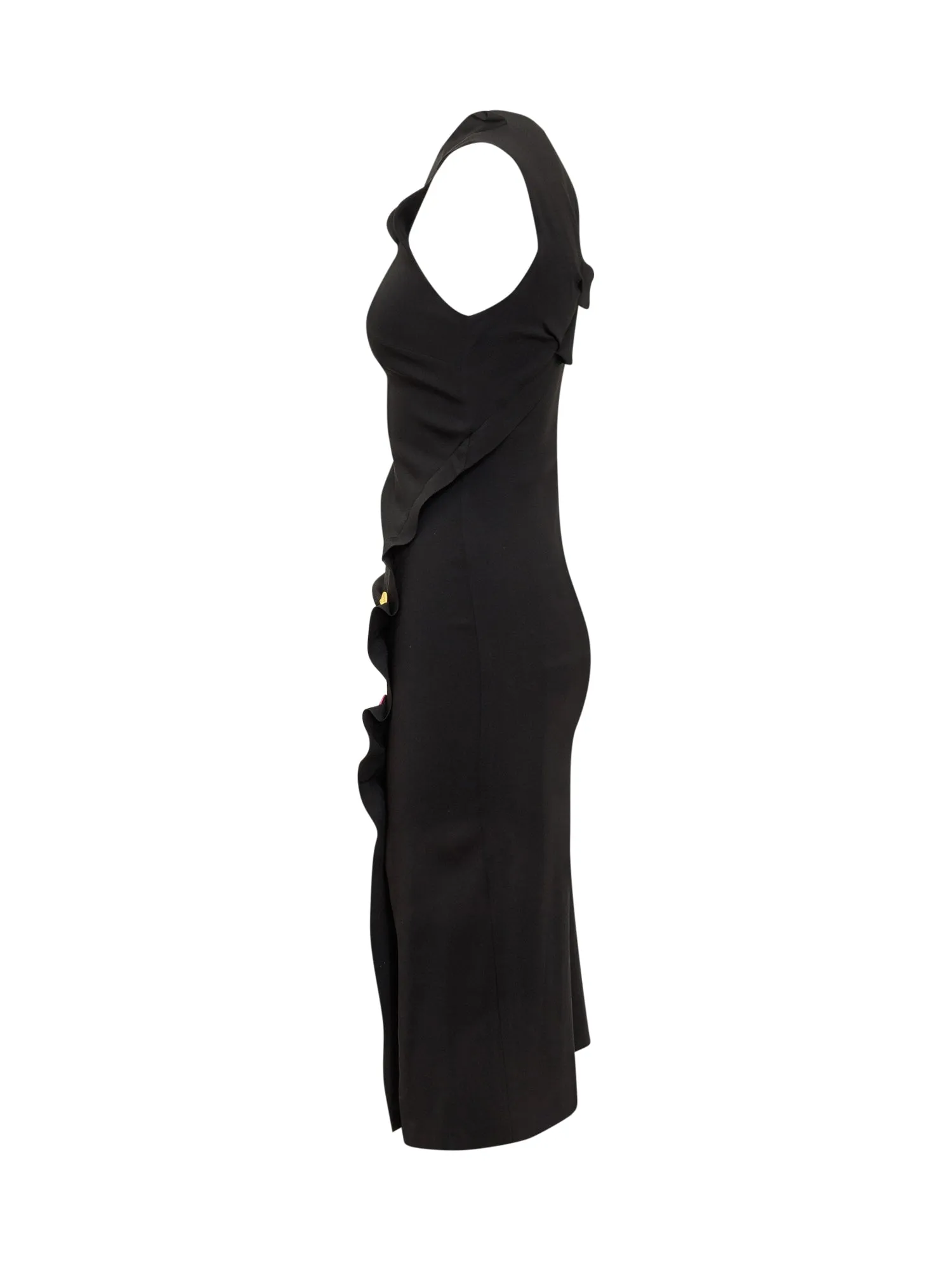 Versace Button-Detailed Sleeveless Cut-Out Dress