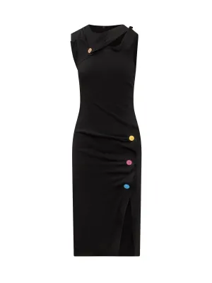 Versace Button-Detailed Sleeveless Cut-Out Dress