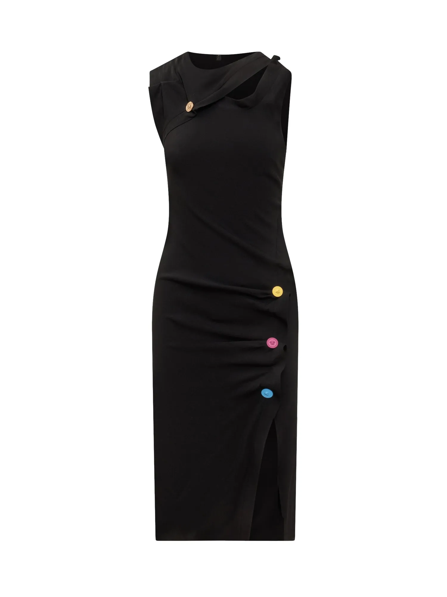 Versace Button-Detailed Sleeveless Cut-Out Dress