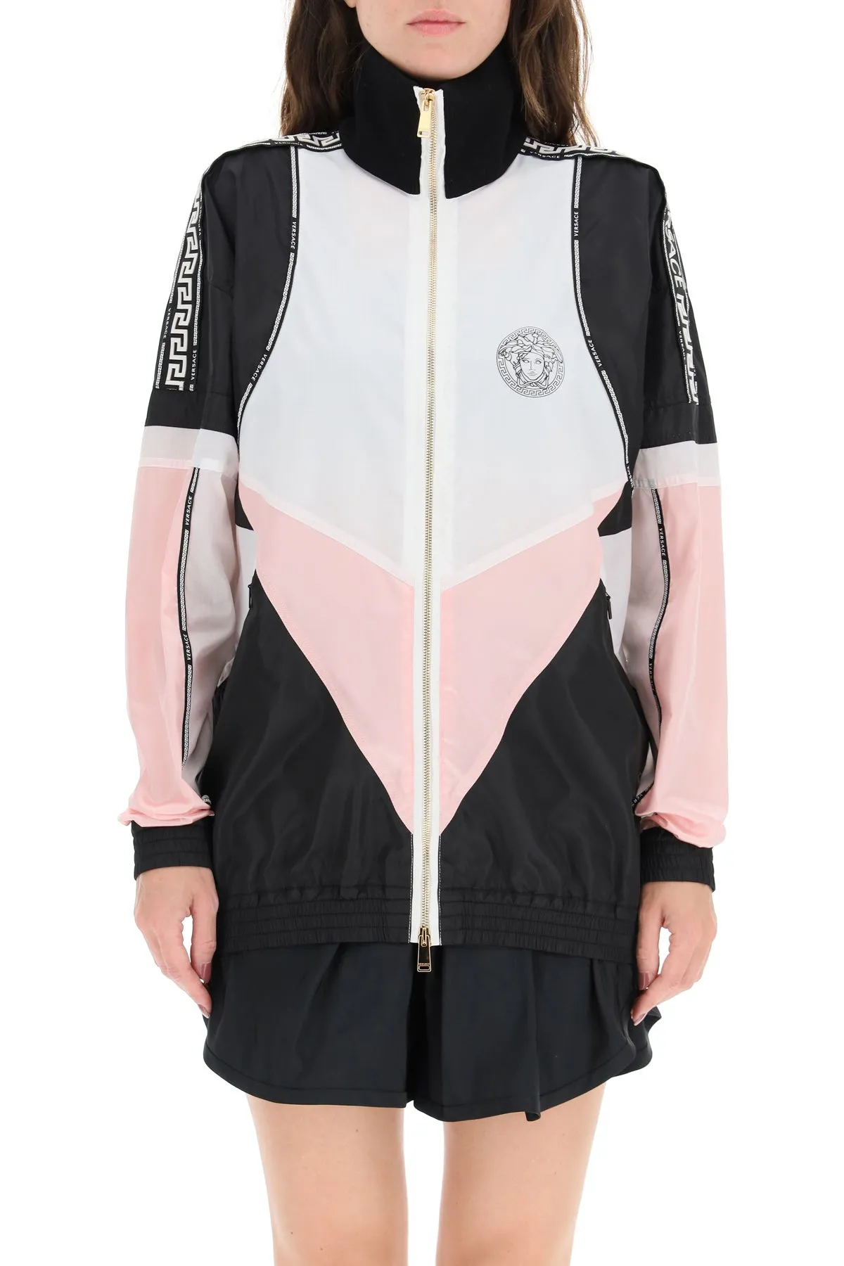Versace Greca Logo Print Colour-Block Jacket