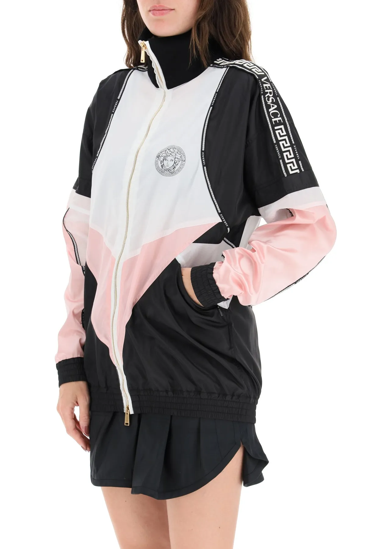 Versace Greca Logo Print Colour-Block Jacket