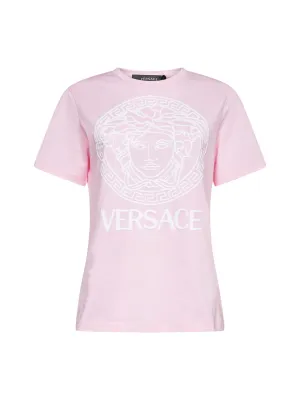 Versace Logo Embroidered Crewneck T-Shirt