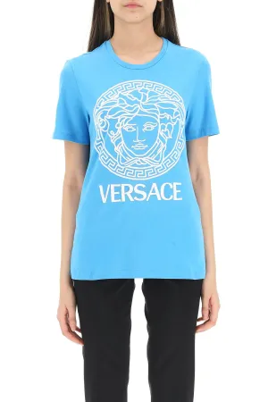 Versace Logo Embroidered Crewneck T-Shirt