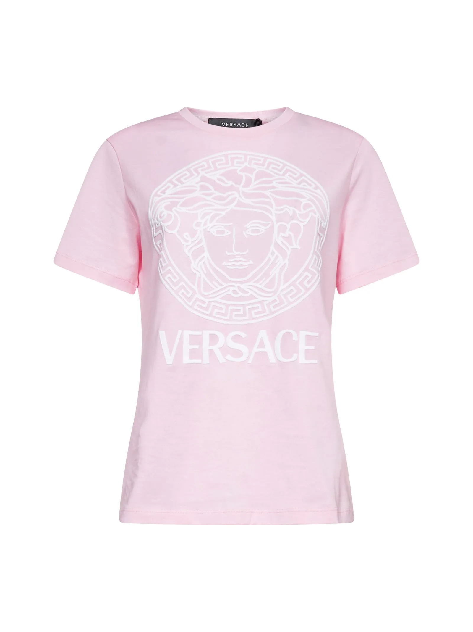 Versace Logo Embroidered Crewneck T-Shirt