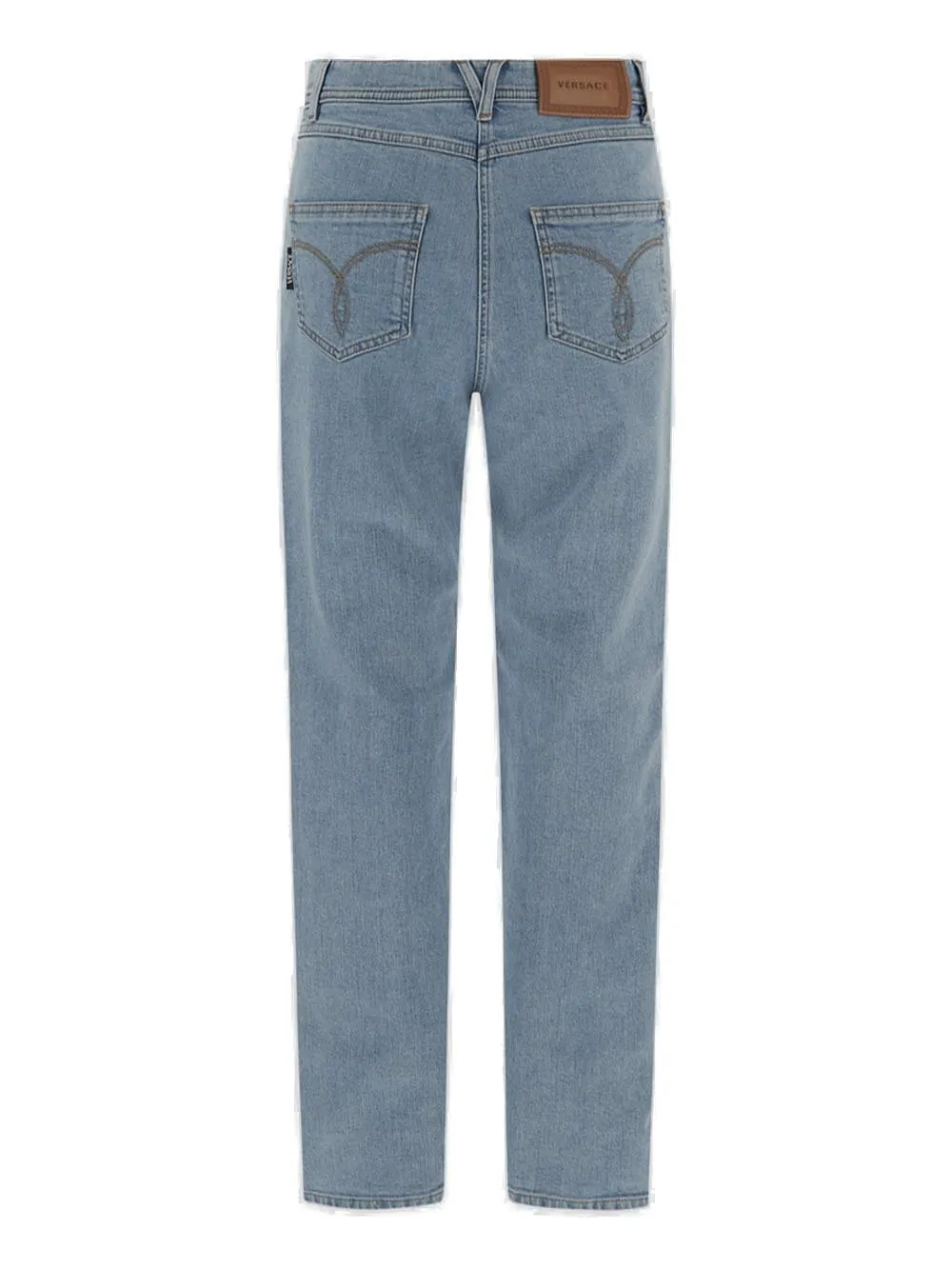 Versace Logo Patch Straight Leg Jeans