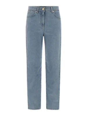 Versace Logo Patch Straight Leg Jeans