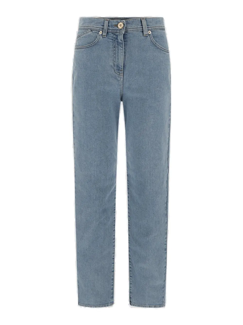 Versace Logo Patch Straight Leg Jeans