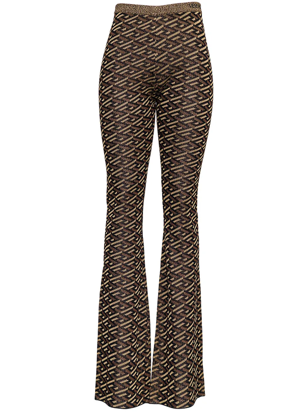 Versace Patterned Intarsia-Knit Flared Trousers