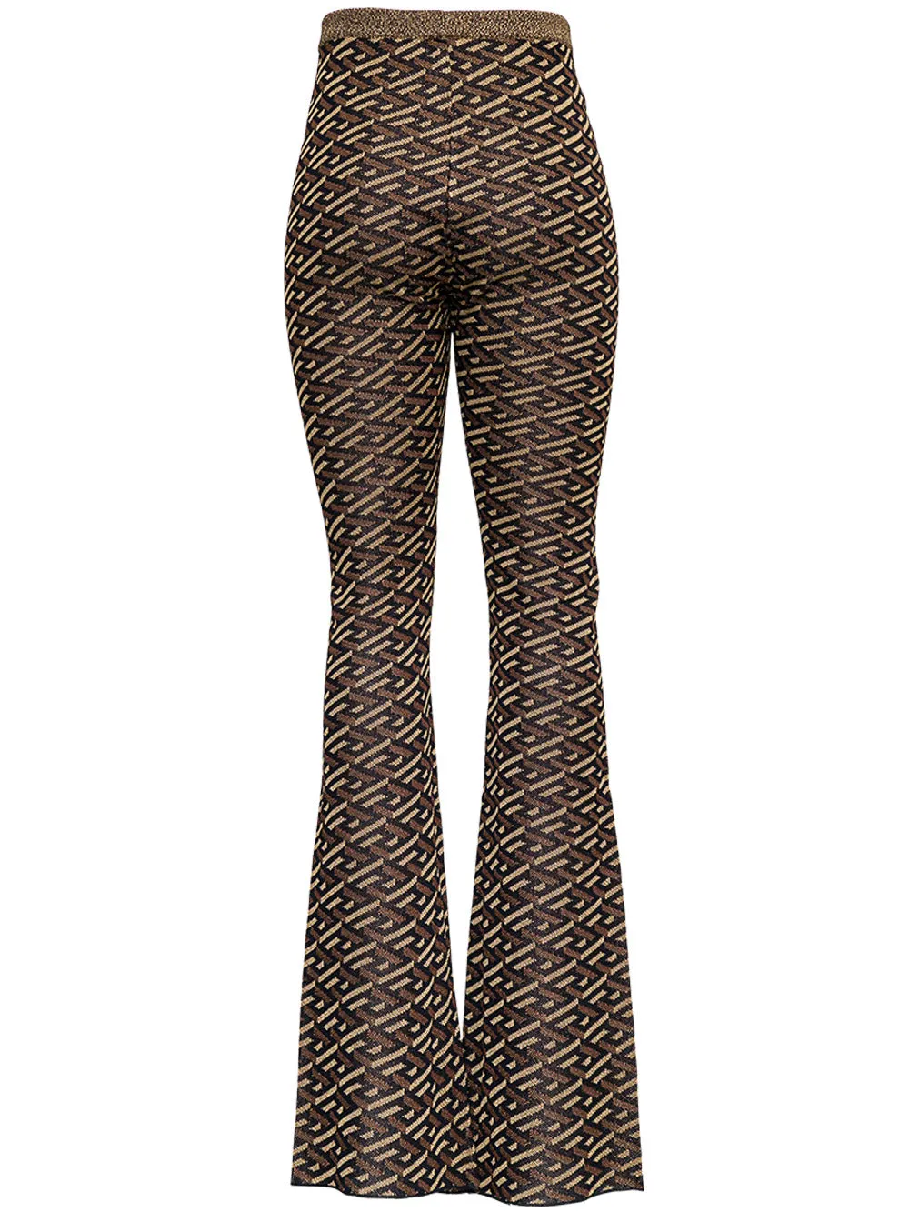 Versace Patterned Intarsia-Knit Flared Trousers