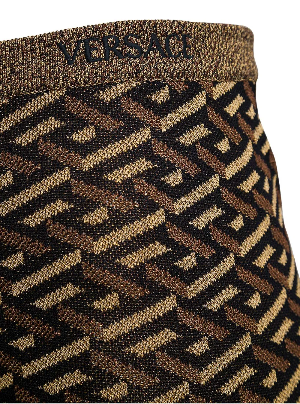 Versace Patterned Intarsia-Knit Flared Trousers