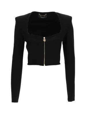 Versace Square-Neck Zipped Cropped Top