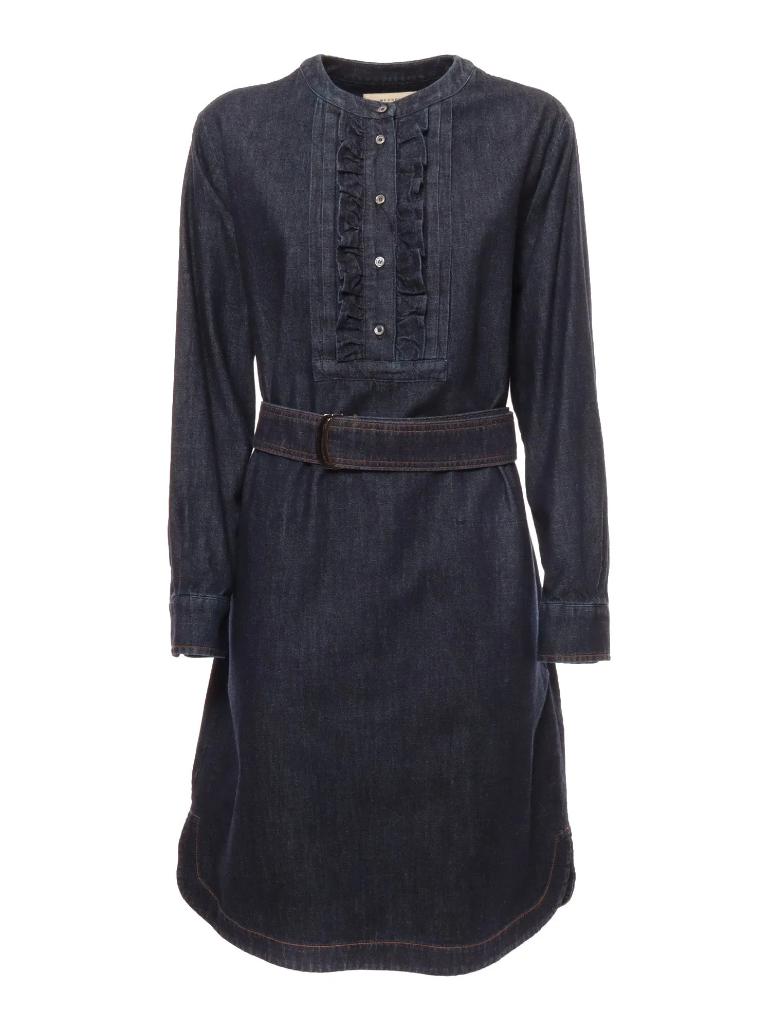 Weekend Max Mara Flounced Detailed Mini Denim Dress