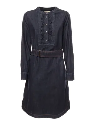 Weekend Max Mara Flounced Detailed Mini Denim Dress