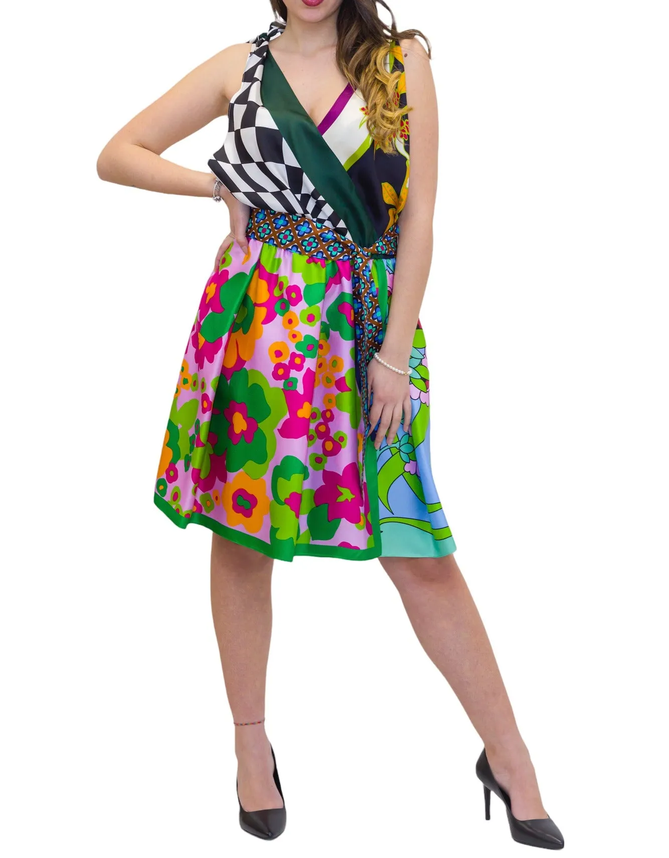 Weekend Max Mara Sleeveless Patchwork Printed Mini Dress