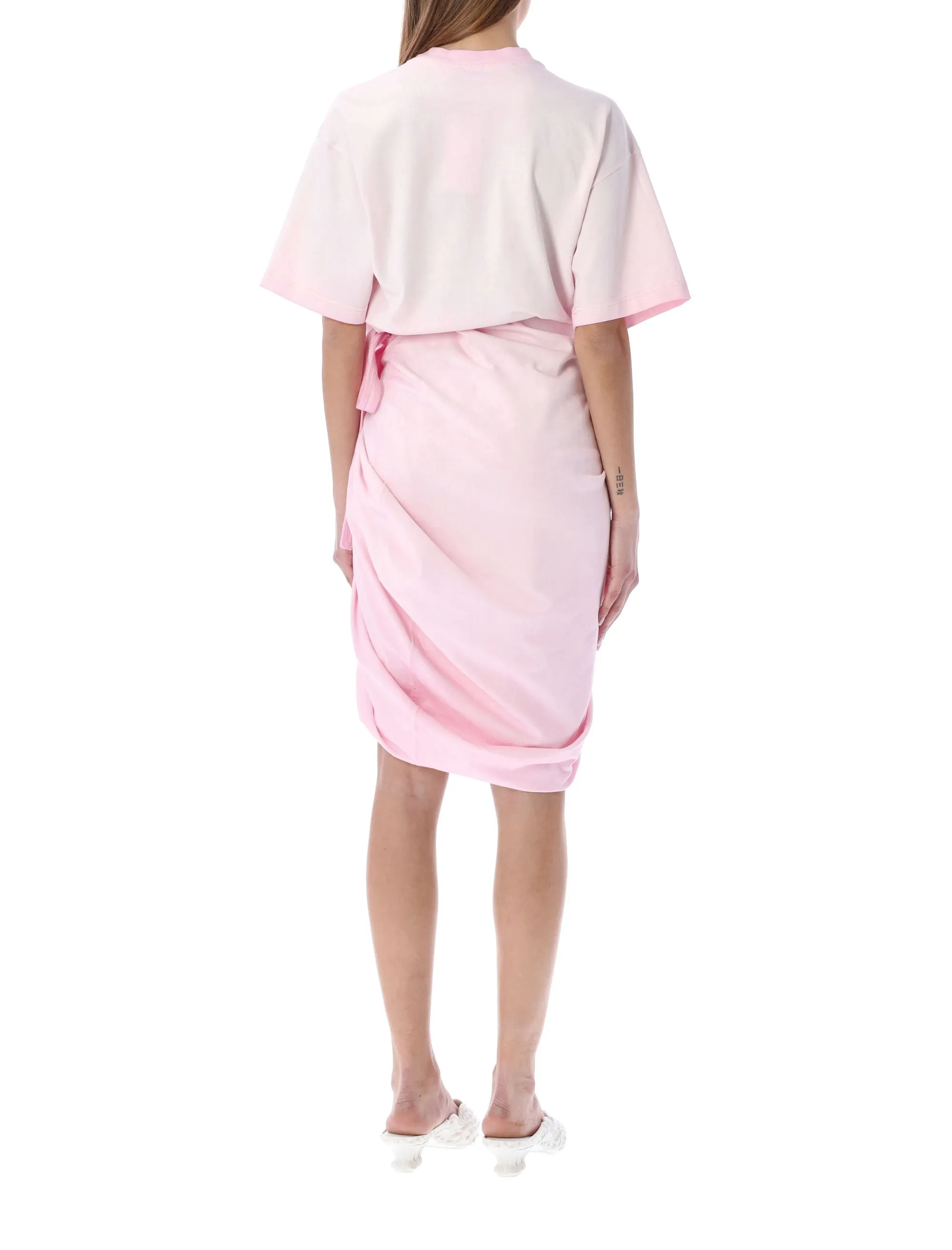 Y/Project Cinched-Waist Crewneck Mini T-Shirt Dress