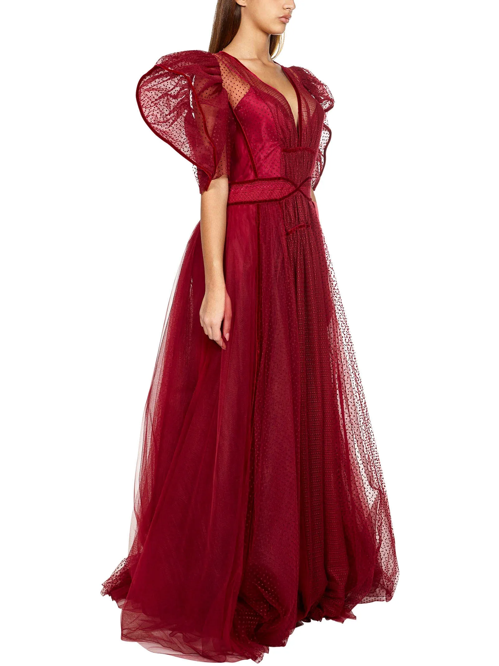 Zuhmair Murad V-Neck Puff-Sleeved Maxi Dress