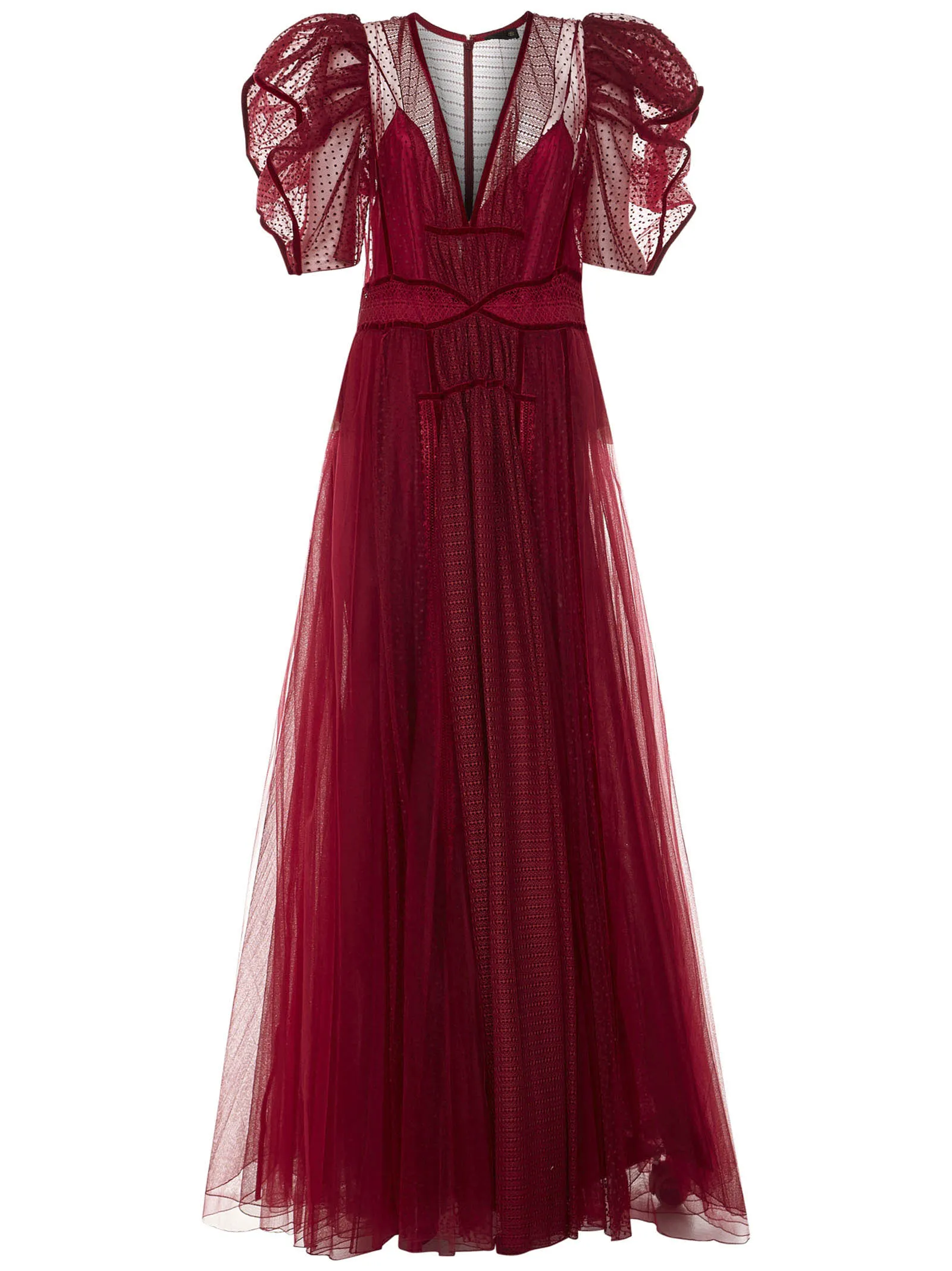 Zuhmair Murad V-Neck Puff-Sleeved Maxi Dress
