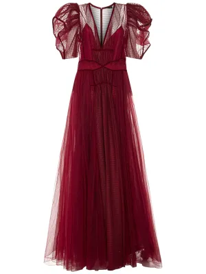 Zuhmair Murad V-Neck Puff-Sleeved Maxi Dress